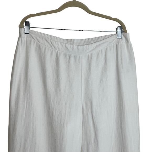 Chicos Easywear Pants Large White Cropped Pull-On Relaxed Wide Leg Lined Casual - Picture 2 of 7